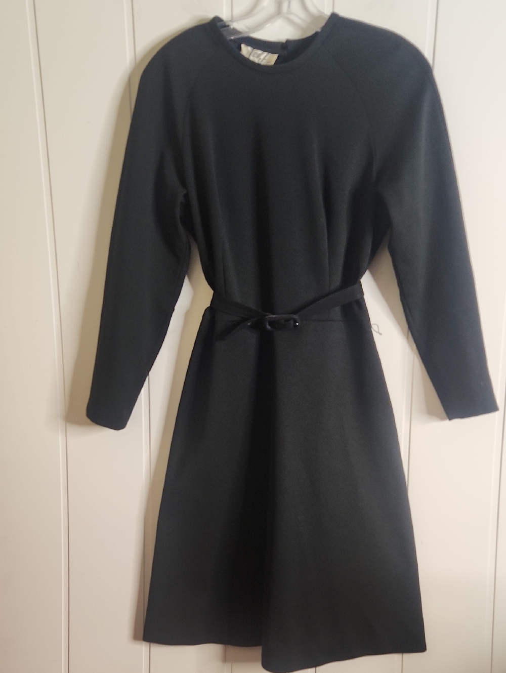 Classic Black Long-Sleeve Belted Goth Grunge Withchy Classic Black Dress